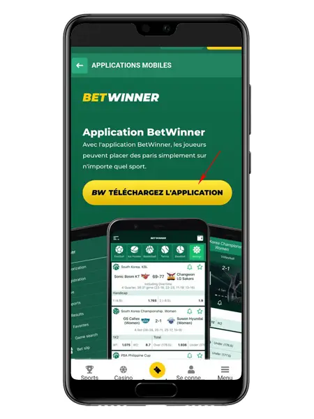 Cliquez sur le lien de téléchargement pour l'APK Betwinner