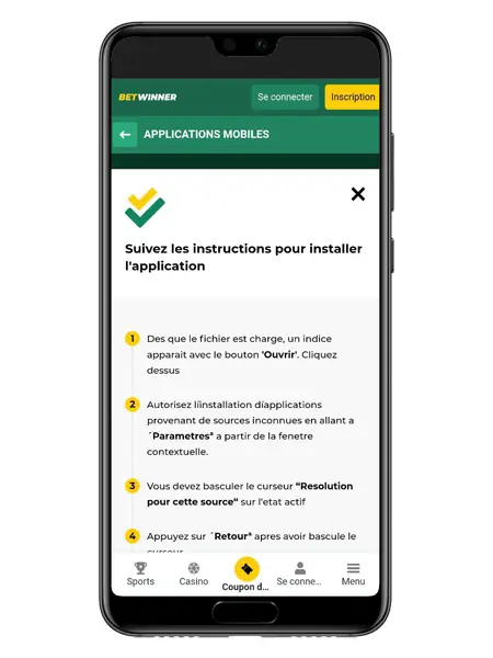 Suivez les instructions à l'écran pour installer l'application